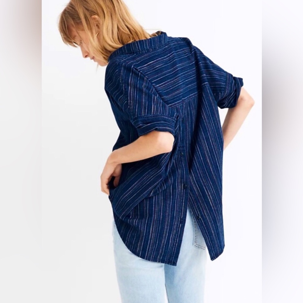 Madewell Courier Button-Back Shirt in Cecile Stripe - Picture 2 of 7